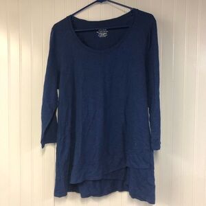 Chico's Navy Long Sleeve Top Long Sleeve Asymmetrical Size 2 Large